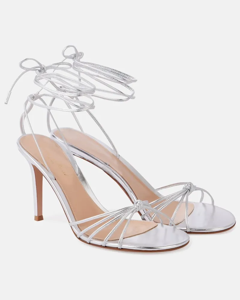 Gianvito Rossi Sandali in pelle metallizzata Argento