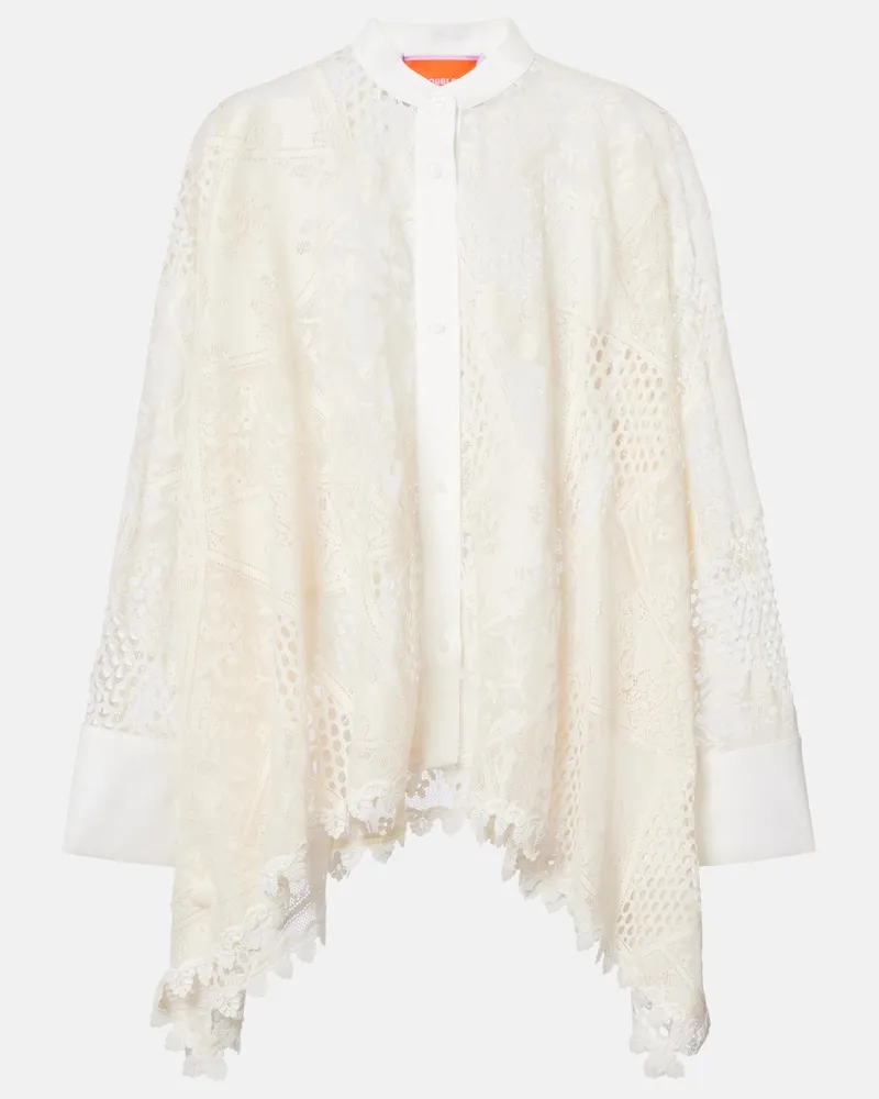 La DoubleJ Camicia Foulard in pizzo di misto cotone Bianco