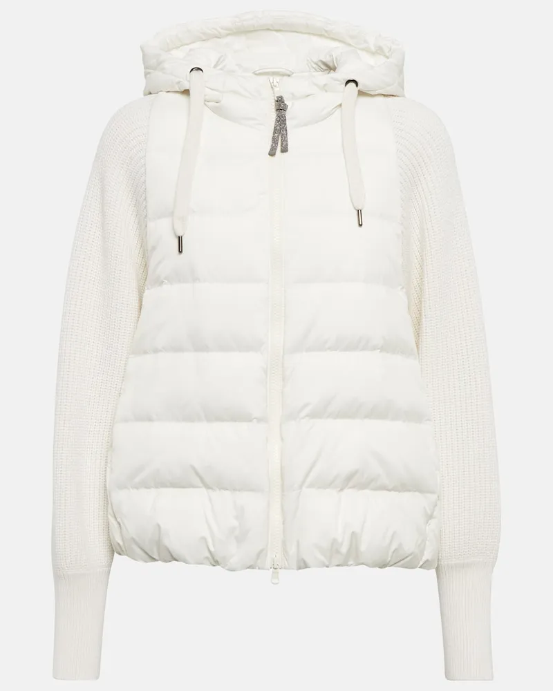 Brunello Cucinelli Giacca imbottita in misto lana e cashmere Bianco