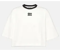 T-shirt cropped in cotone con logo