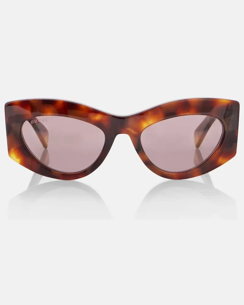 Gucci Occhiali da sole cat-eye Interlocking G Marrone