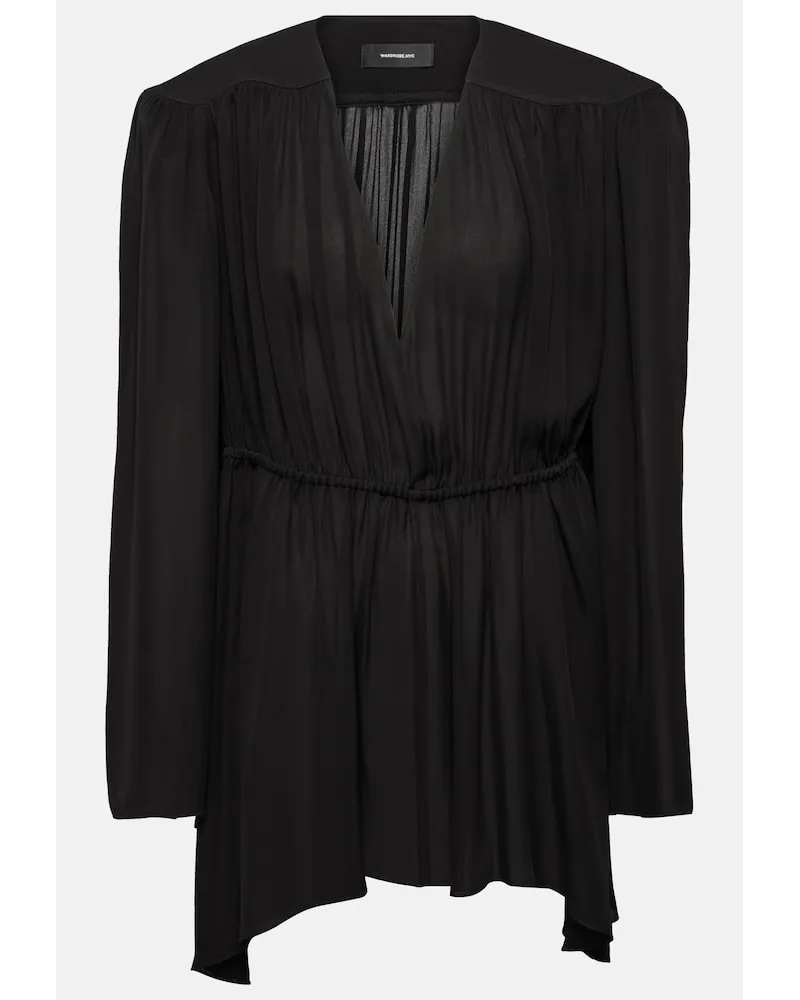 WARDROBE.NYC Miniabito asimmetrico in seta Nero