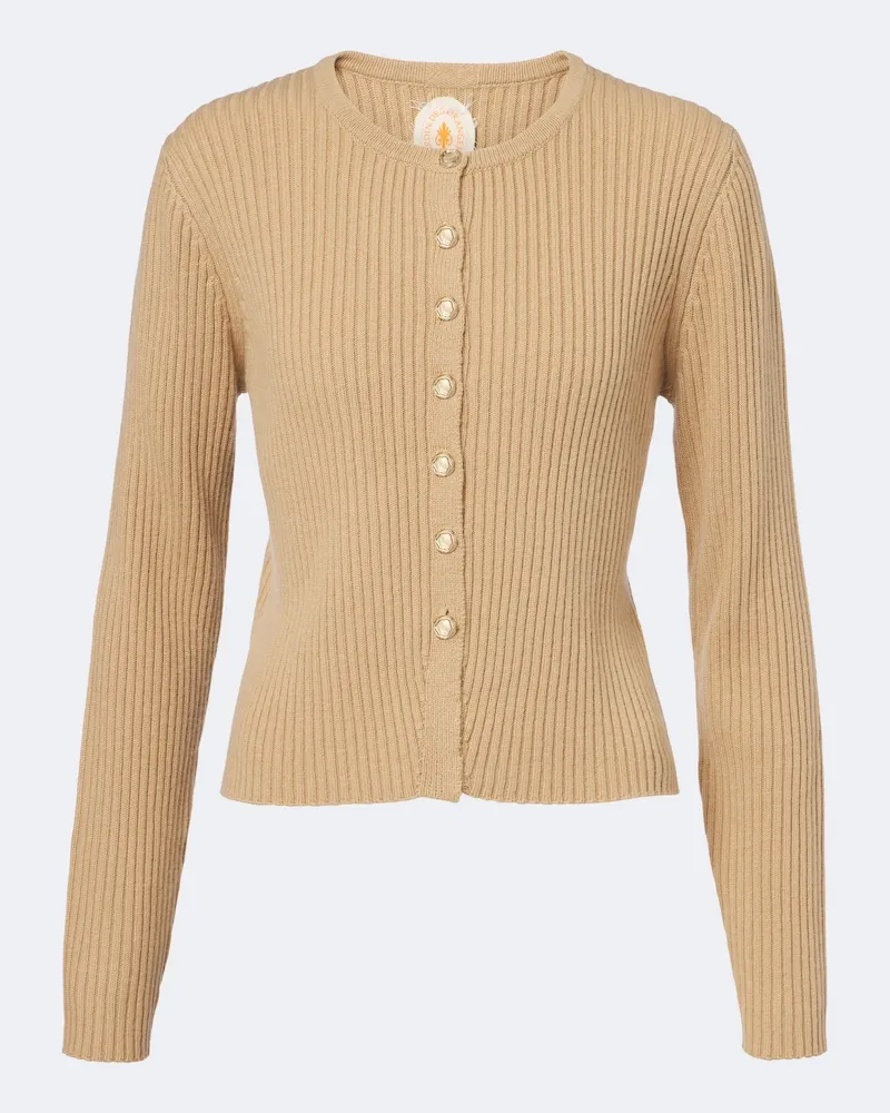 Jardin des Orangers Cardigan in lana e cashmere a coste Marrone
