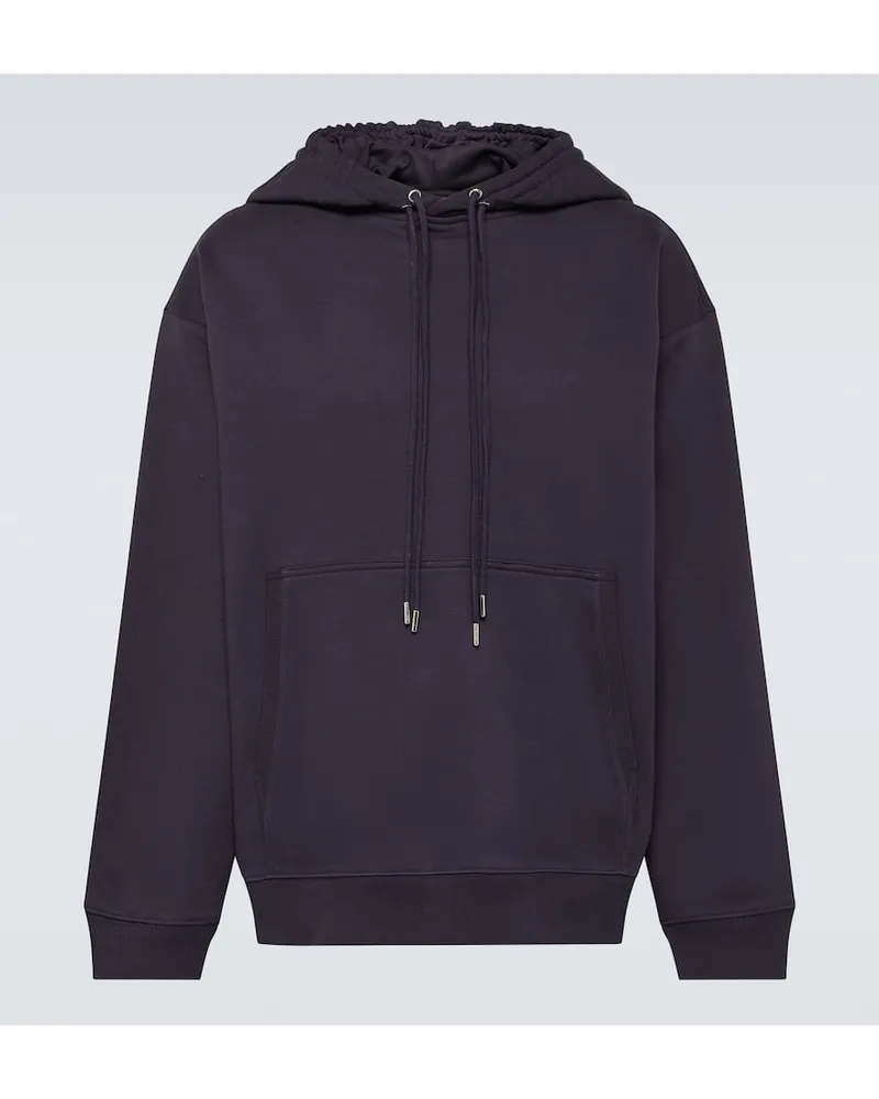 Dries van Noten Felpa in jersey di cotone con cappuccio Blu