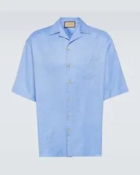 Gucci Camicia Oxford in cotone Mini GG Blu