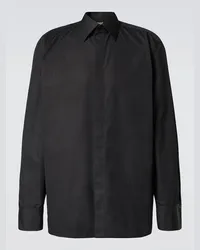 Saint Laurent Camicia Cassandre in popeline di cotone Nero