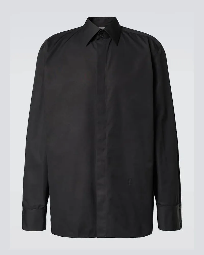 Saint Laurent Camicia Cassandre in popeline di cotone Nero