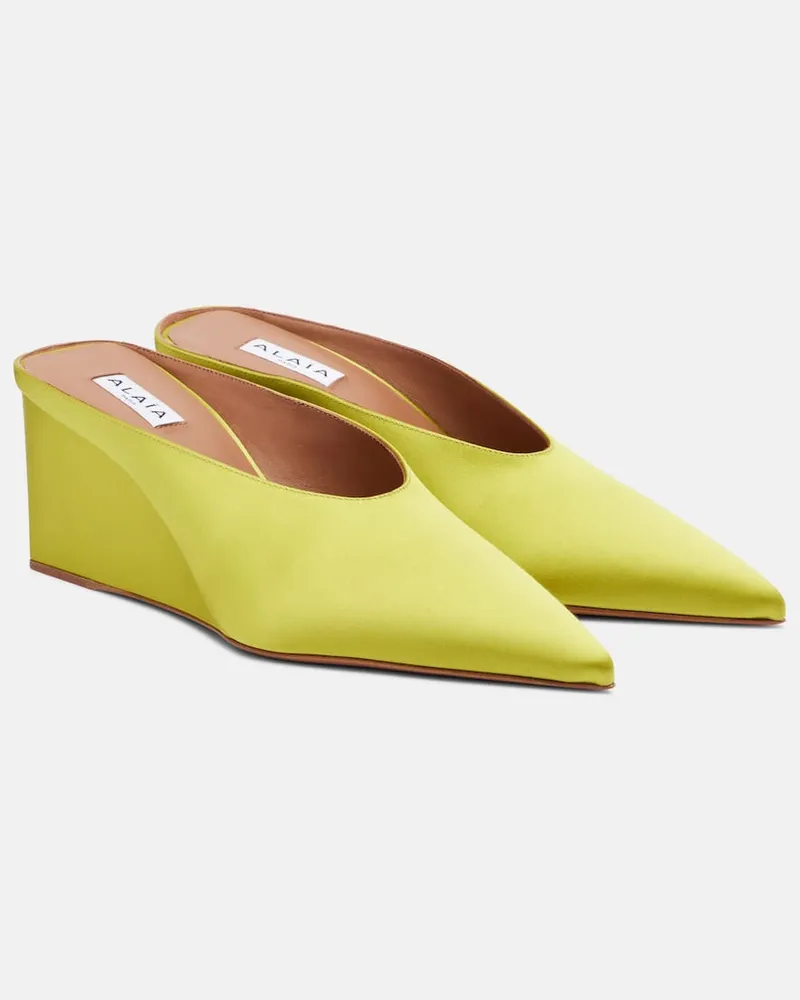 Alaïa AlaÃ¯a Mules Cube in raso con zeppa Giallo