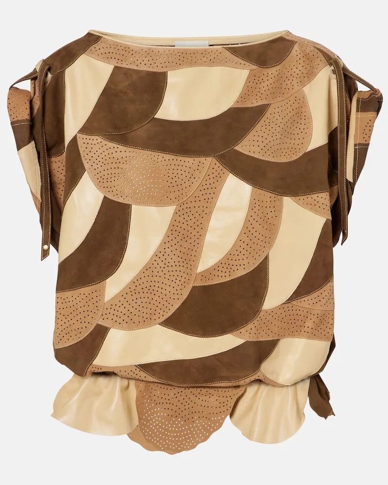 Isabel Marant Top Dalmy in suede traforato Marrone