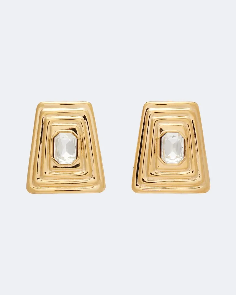 Alessandra Rich Orecchini a clip con cristalli Oro