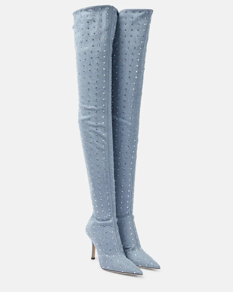 Paris Texas Stivali cuissardes Holly Mama in denim Blu