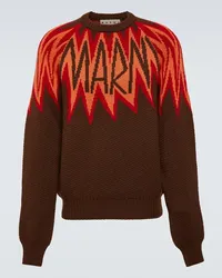 Marni Pullover in jacquard di lana Marrone