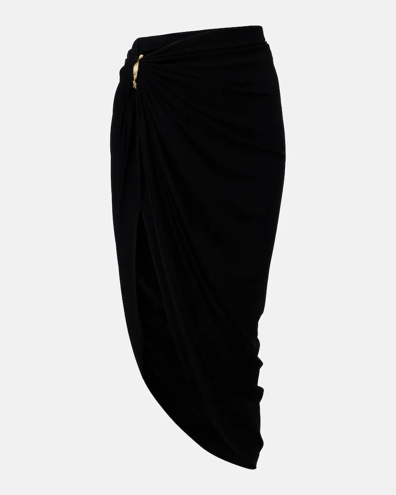 SPORTMAX Gonna midi in crÃªpe asimmetrica Nero