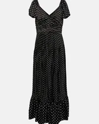 Ralph Lauren Abito midi in crêpe a pois Nero