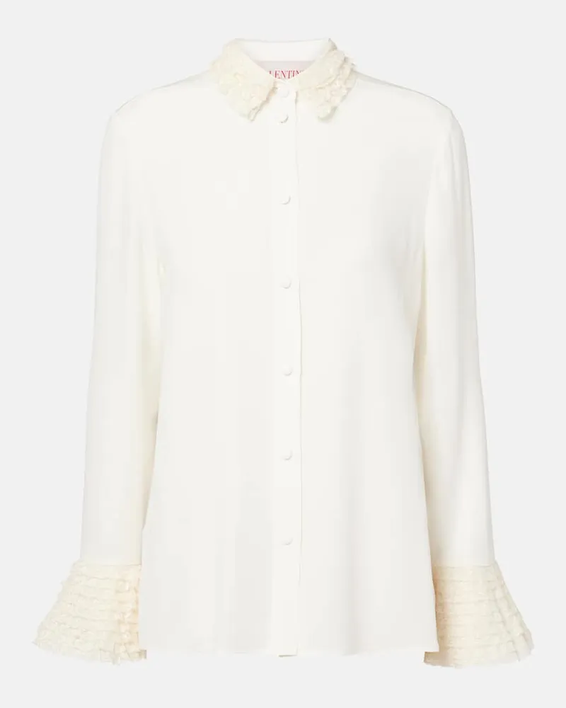 Valentino Garavani Blusa in georgette di seta Bianco