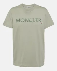 Moncler T-shirt in jersey di cotone con logo Verde