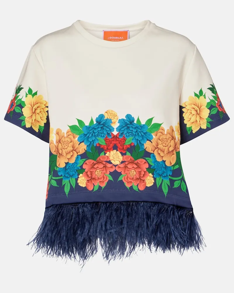 La DoubleJ T-shirt La Scala in jersey di cotone con stampa floreale Bianco