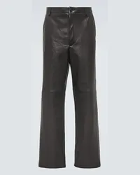 Prada Pantaloni regular in pelle Nero