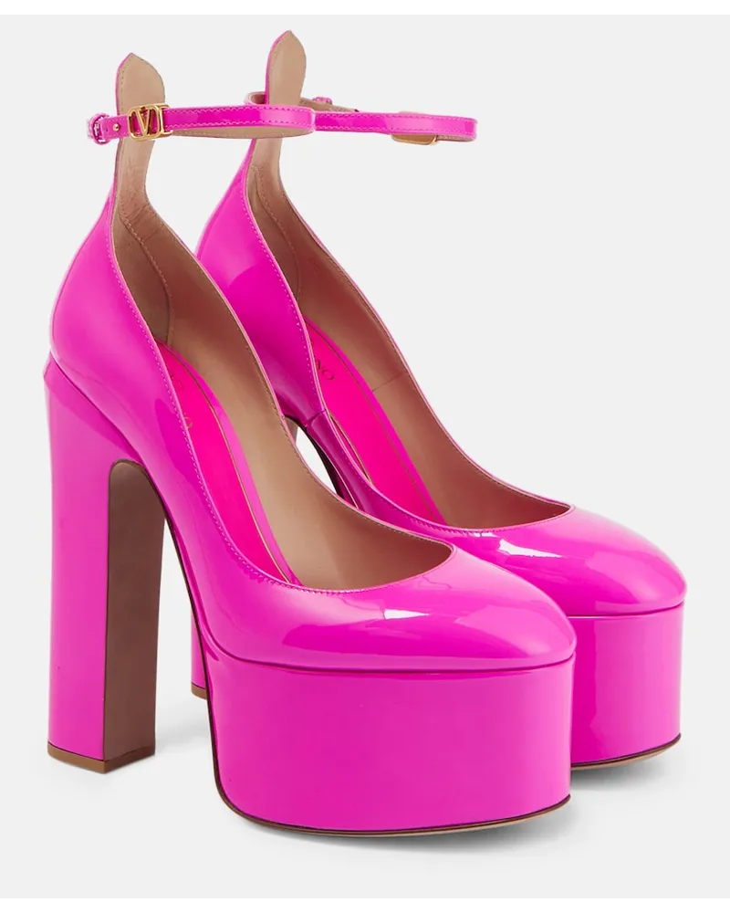 Valentino Garavani Pumps Tan-Go 155 in vernice con plateau Nero