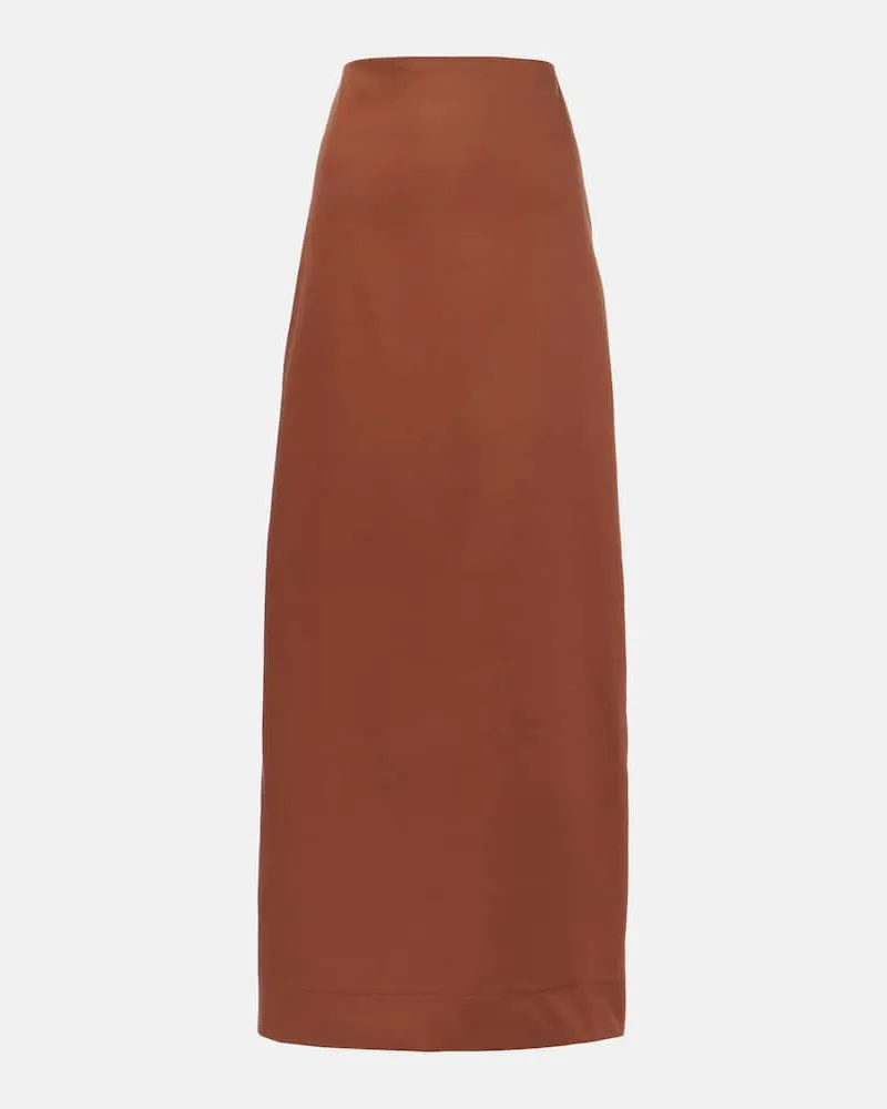 Adriana Degreas Gonna lunga Solid in cotone Marrone