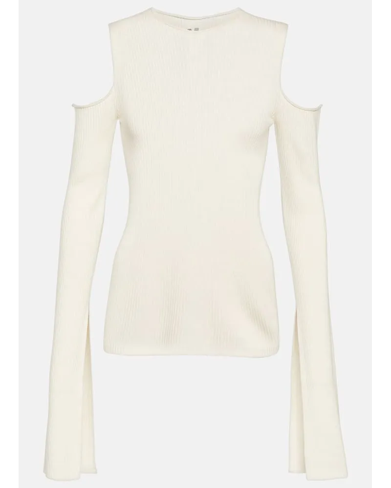 Rick Owens Top in lana vergine con cut-out Bianco