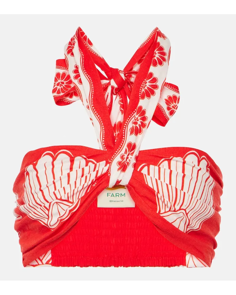 FARM Rio Top Red Ainika Shell in misto lino Rosso