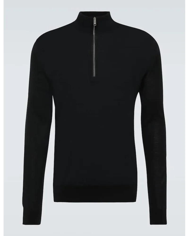 Ermenegildo Zegna Pullover in lana con zip Nero