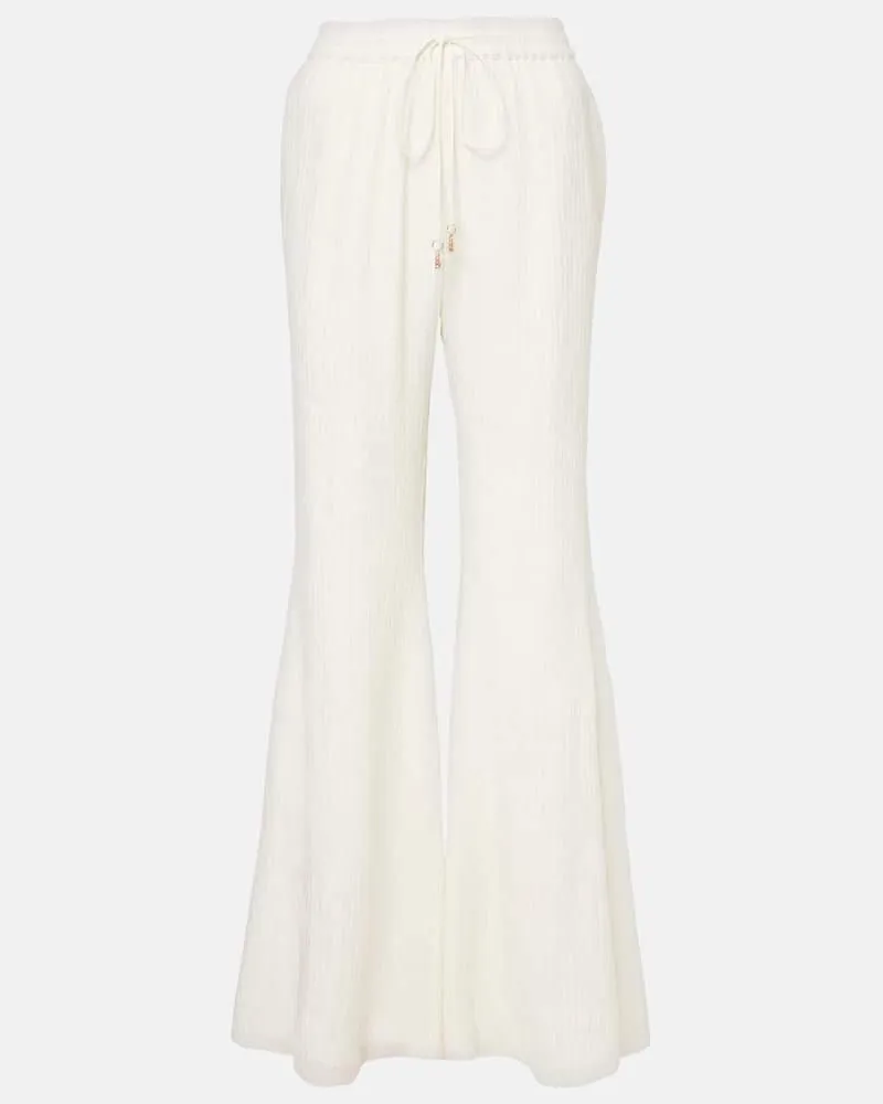 Gabriela Hearst Pantaloni flared Claud in seta Bianco