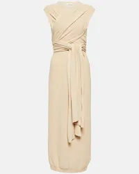 Christophe Lemaire Abito midi a portafoglio in cotone Beige