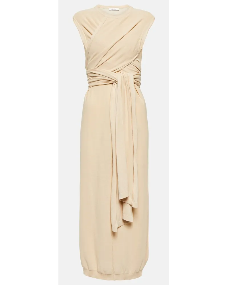 Christophe Lemaire Abito midi a portafoglio in cotone Beige