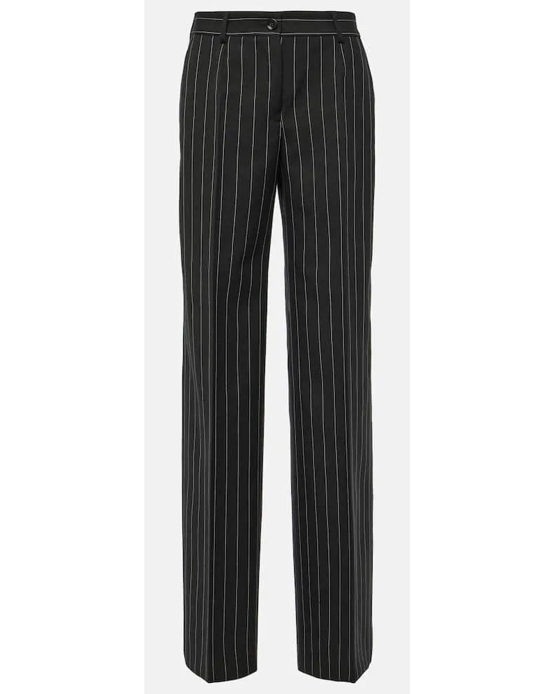 Dolce & Gabbana Pantaloni gessati in lana vergine Nero
