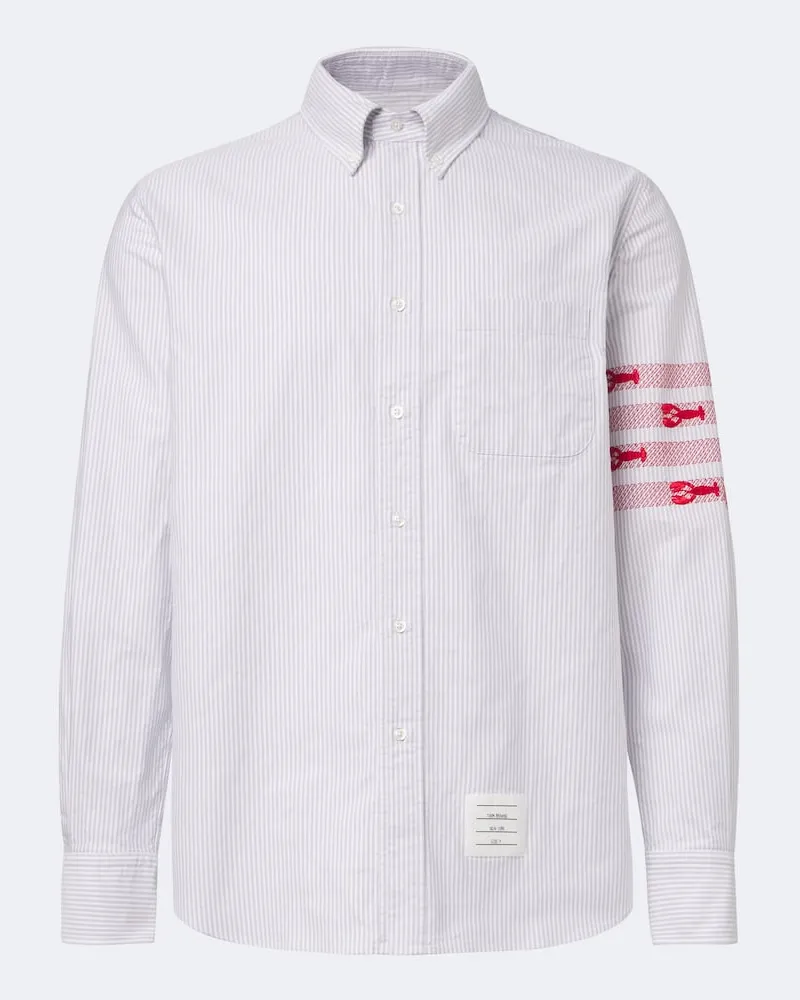Thom Browne Camicia Oxford 4-Bar in cotone Grigio