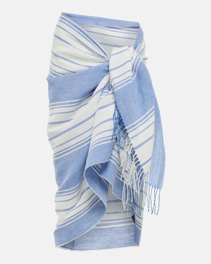 Totême Pareo in lino e cotone a righe Blu