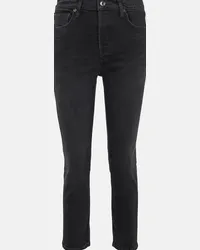 AGOLDE Jeans slim cropped Riley a vita alta Nero