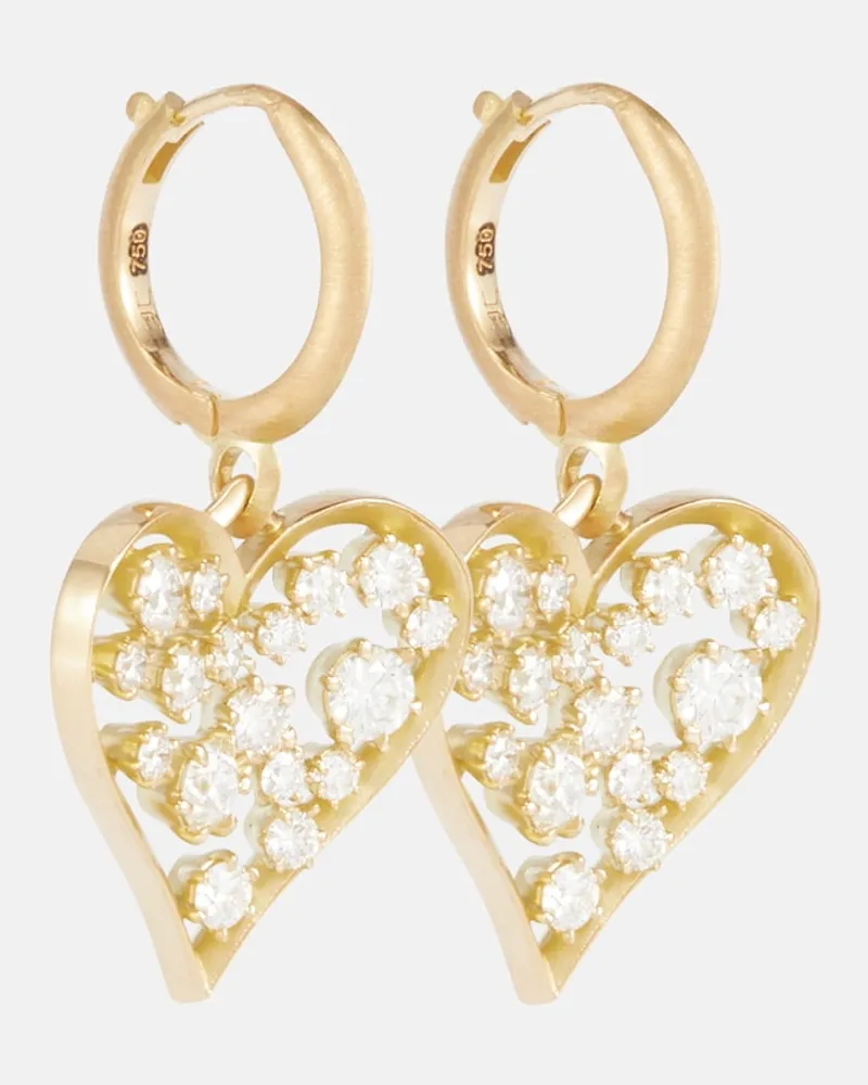 Jade Trau Orecchini a cerchio Margot Heart in oro 18kt con diamanti Oro