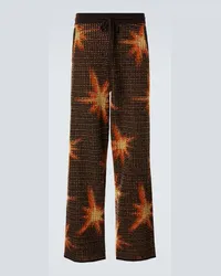 Dries van Noten Pantaloni sportivi in misto lana Marrone