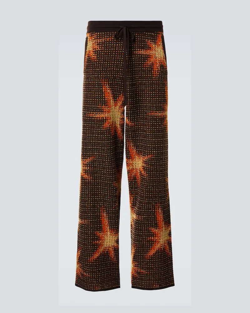 Dries van Noten Pantaloni sportivi in misto lana Marrone