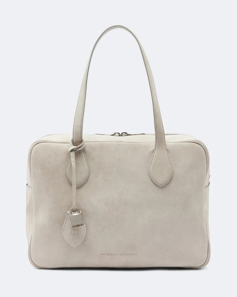 Brunello Cucinelli Borsa a spalla in suede Grigio