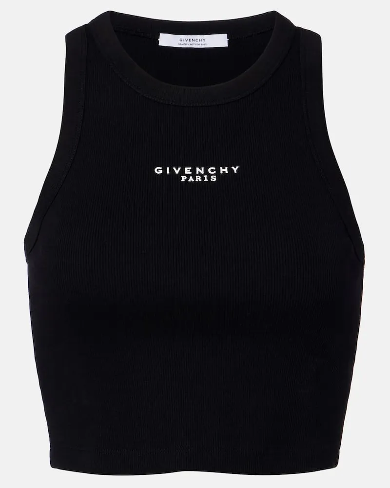 Givenchy Top cropped in cotone con logo Nero