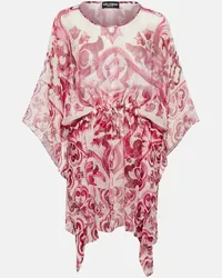 Dolce & Gabbana Caftano in chiffon di seta con stampa Rosa