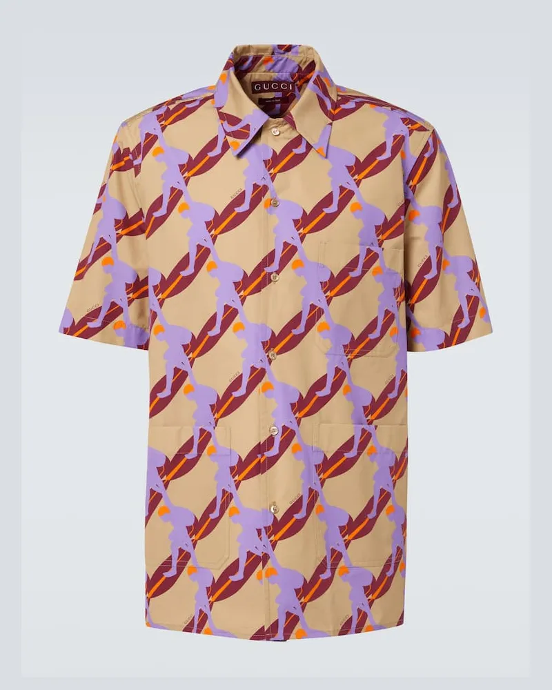 Gucci Camicia bowling in cotone con stampa Multicolore