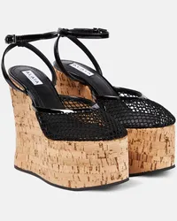 Alaïa Alaïa Sandali con zeppa in vernice e mesh Nero