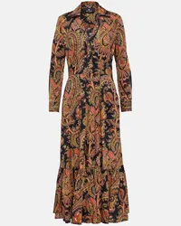 Etro Abito midi in cotone con stampa Multicolore