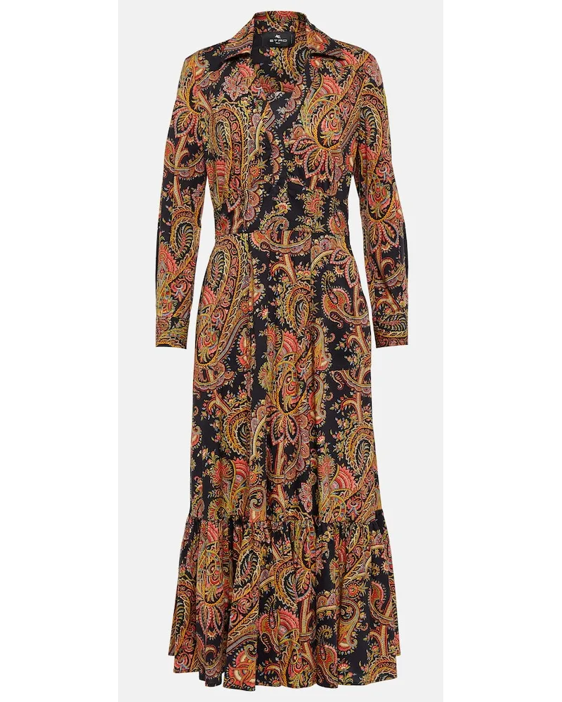 Etro Abito midi in cotone con stampa Multicolore