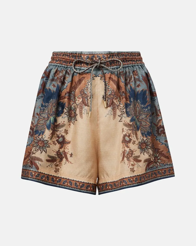Zimmermann Shorts in seta con stampa paisley Multicolore