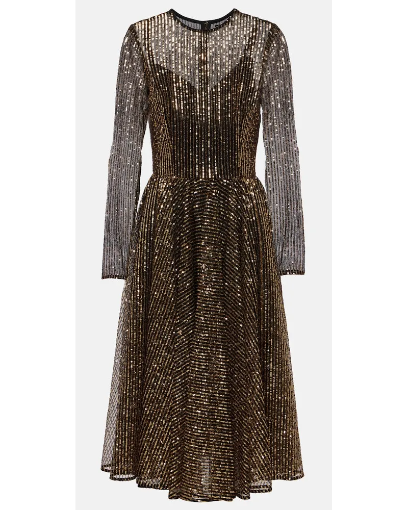 Dolce & Gabbana Abito midi in tulle con paillettes Oro