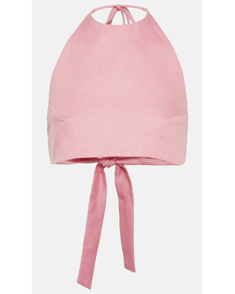 ASCENO Top cropped Marseille in lino Rosa