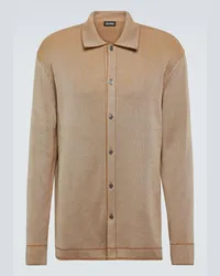 Ermenegildo Zegna Camicia in jacquard di cotone e seta Beige