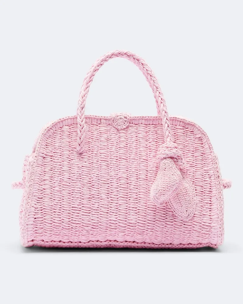 Jacquemus Borsa bowling Turismo Small in rafia Rosa