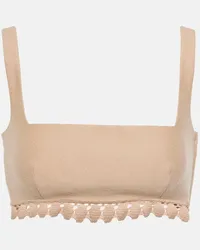 Valentino Garavani Top cropped in misto cotone Beige